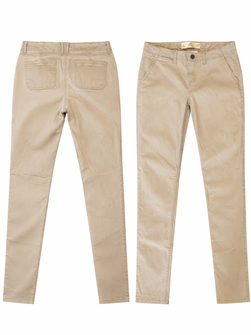 Hollister Low Rise Khaki Chino Pants Womens 7 W28 Slim Fit Beige Casual